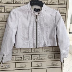 Cropped white faux jacket